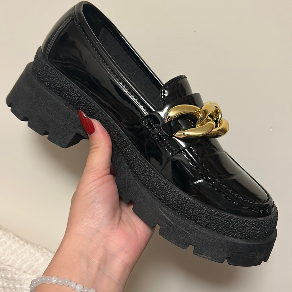 Miss Lola black chunky loafers